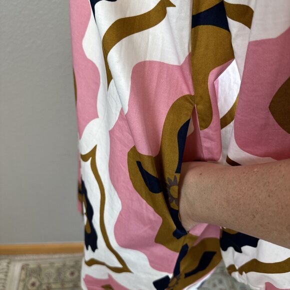 Boden Womens Notch Neck Mini Shift Dress Size 8 Mod Retro Print Cotton Pockets - Picture 4 of 8